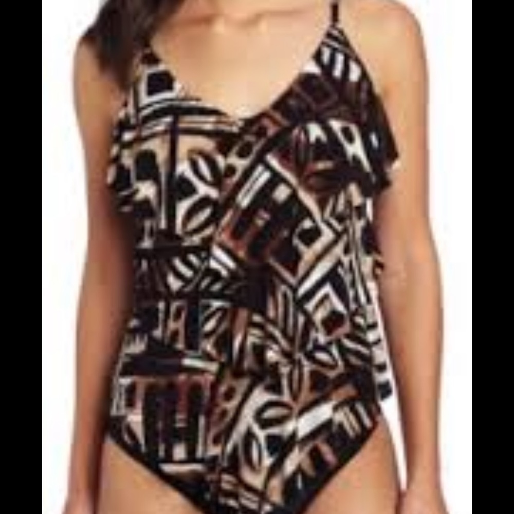 MAGICSUIT By Miraclesuit Ivory Coast Rita Tankini Top Underwire Tiered Ruffles